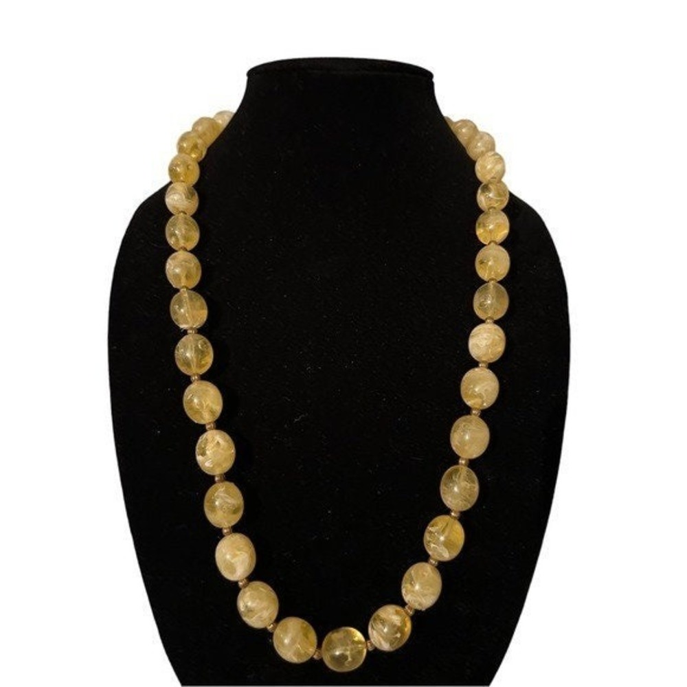 Vintage Yellow Lucite Beaded Necklace